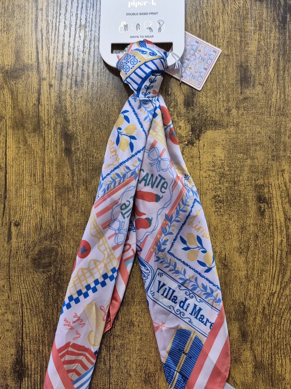 Piper K Villa di Mare Euro Summer Silk Feel Scarf NWT